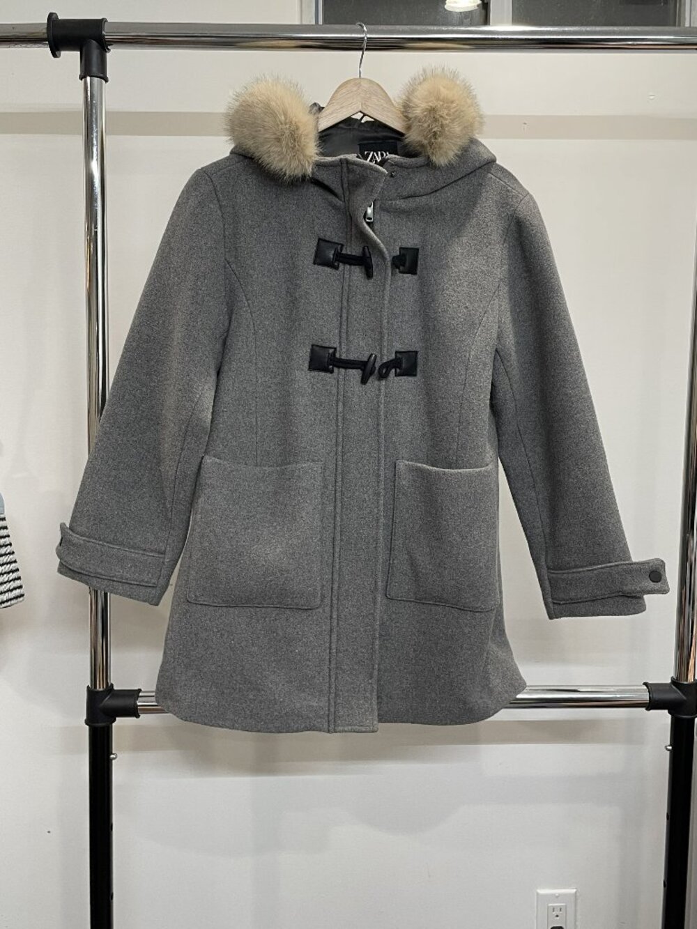 Zara Kids Girl Duffle Coat With Toggle - 13-14 Yr old - Gray